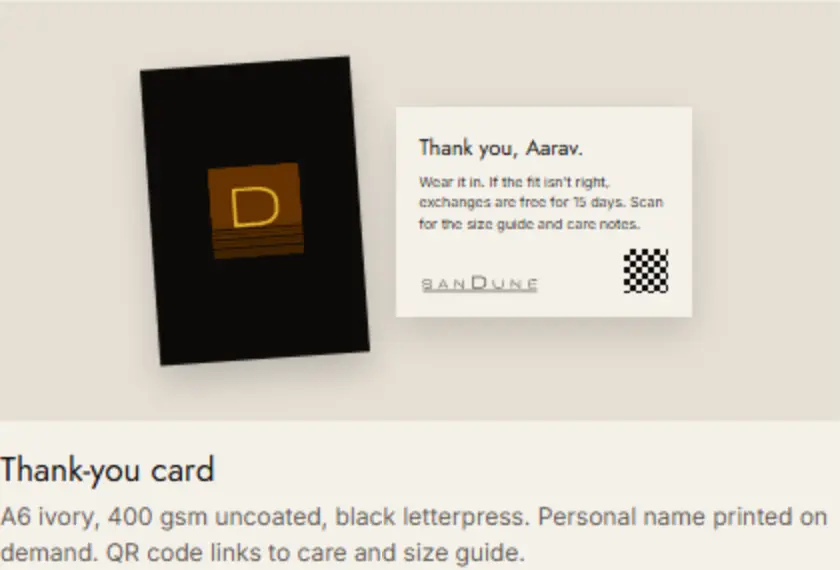 SanDune Thank-you card