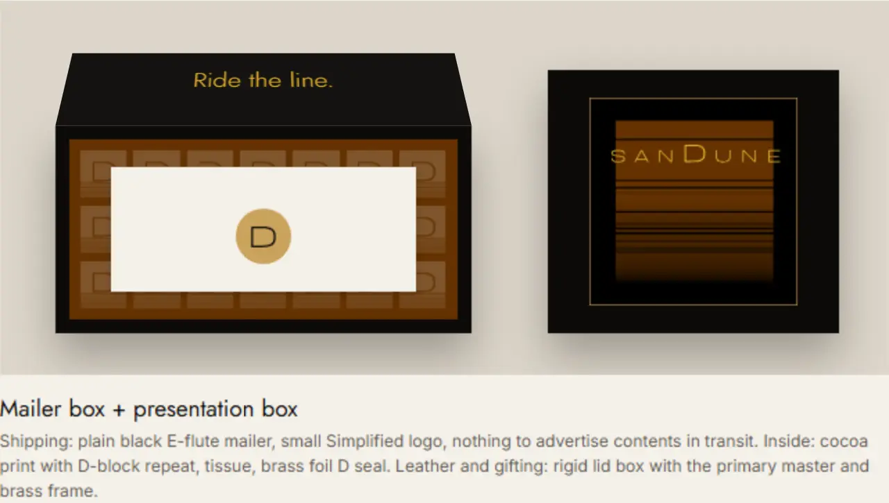 SanDune Mailer and presentation box